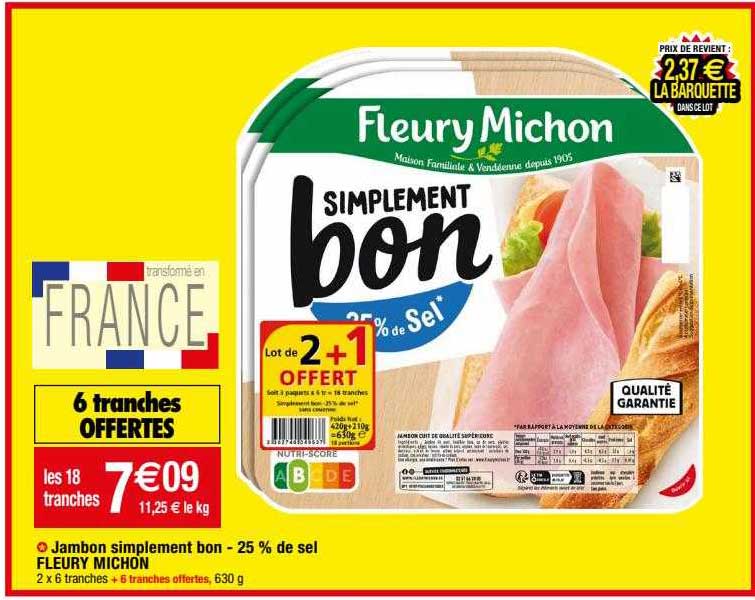 jambon simplement bon -25% de sel fleury michon