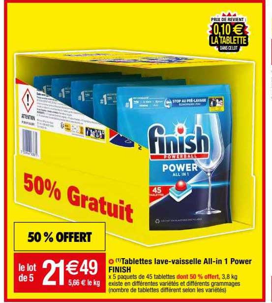 tablettes lave-vaisselle all-in 1 power finish