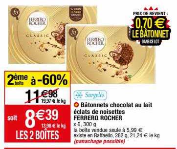 Bâtonnets Chocolat Au Lait éclats De Noisettes Ferrero Rocher