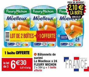 bâtonnets de surimi le moelleux x 24 fleury michon