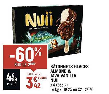 bâtonnets glacés almond & java vanilla nuii
