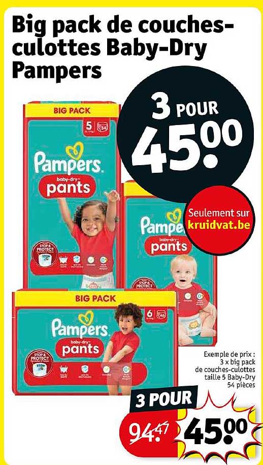big pack de couches-culottes baby-dry pampers