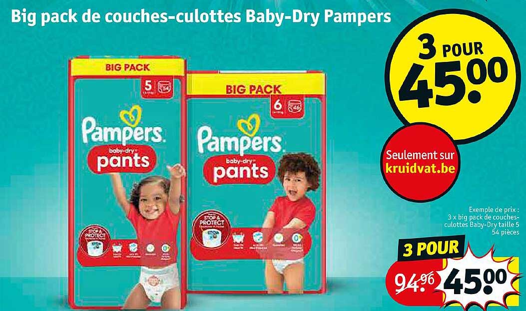 big pack de couches-culottes baby-dry pampers