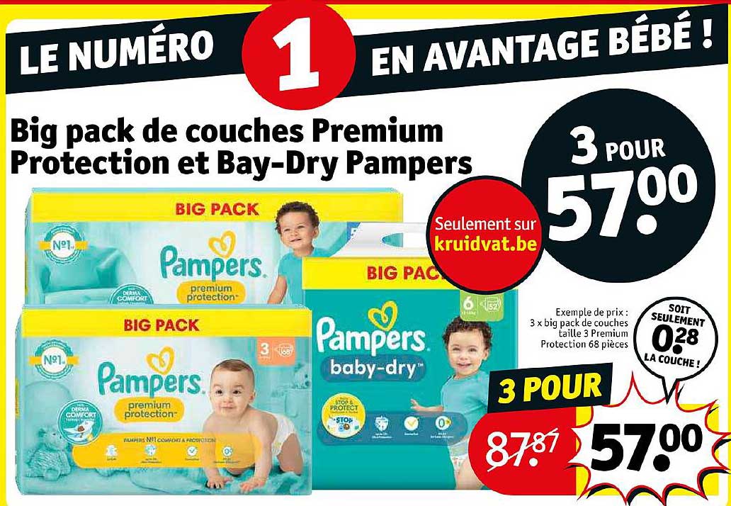big pack de couches premium protection et bay-dry pampers