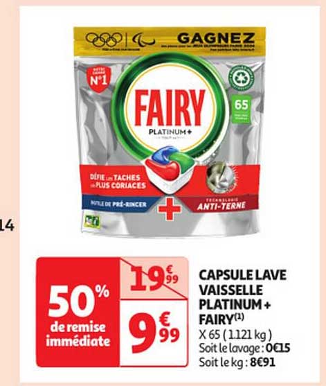 capsule lave vaisselle platinum+ fairy