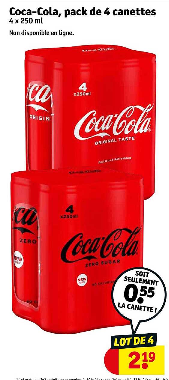 coca-cola, pack de 4 canettes