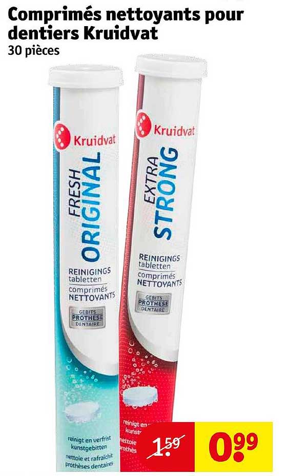 comprimés nettoyants pour dentiers kruidvat