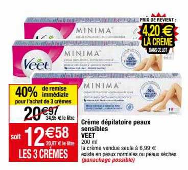 crème dépilatoire peaux sensibles veet