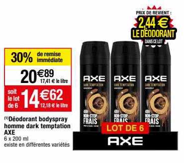 déodorant bodyspray homme dark temptation axe