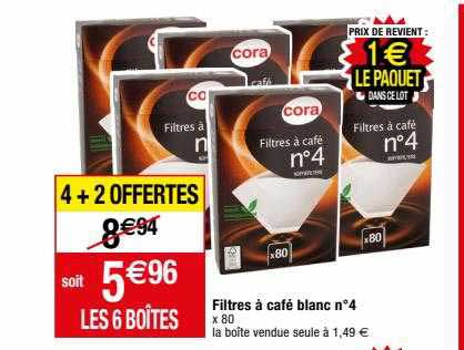 filtres à café blanc n°4 cora