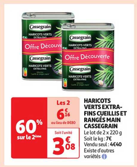 haricots verts extra-fins cueillis et rangés main cassegrain
