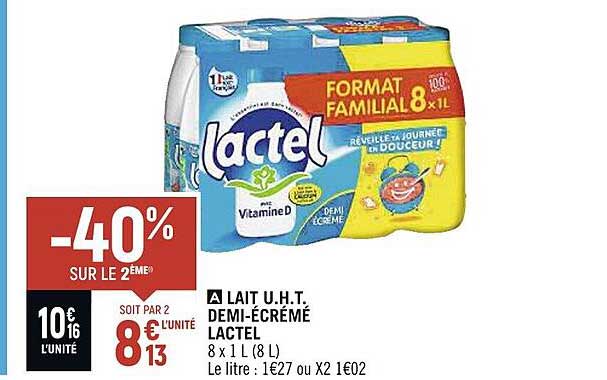 lait u.h.t. demi-écrémé lactel