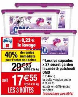 Lessive Capsules X 27 Secret Garden Lavande & Patchouli Omo