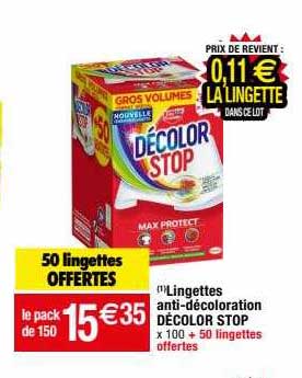 lingettes anti-décoloration décolor stop