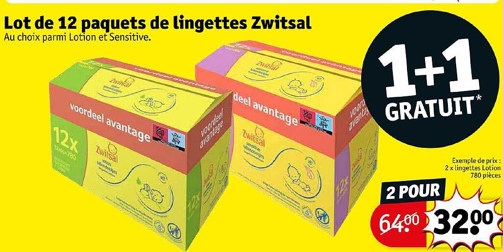 lot de 12 paquets de lingettes zwitsal