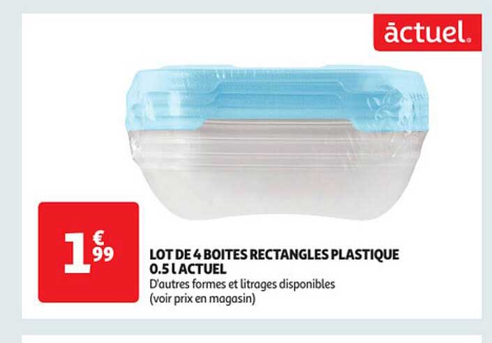 lot de 4 boîtes rectangles plastique 0.5l actuel