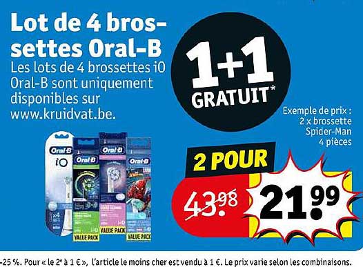 lot de 4 brossettes oral-b