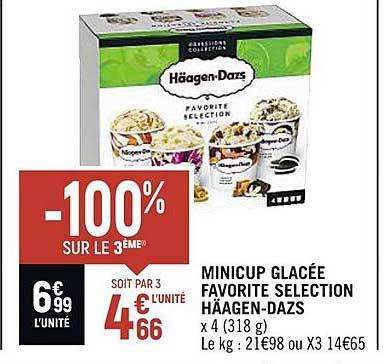 minicup glacée favorite sélection häagen-dazs