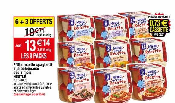 p'tite recette spaghetti à la bolognaise dès 8 mois nestlé