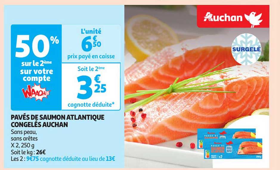Pavés De Saumon Atlantique Congelés Auchan