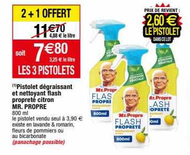 pistolet dégraissant et nettoyant flash proprété citron mr propre
