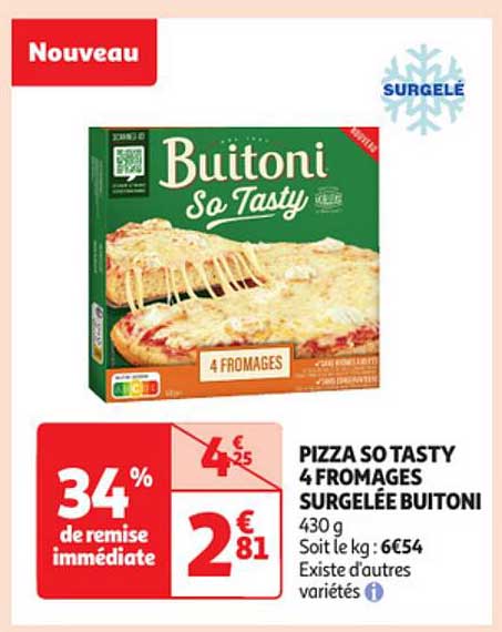 pizza so tasty 4 fromages surgelée buitoni