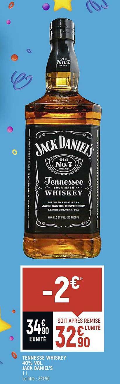 tennessee whiskey 40% vol. jack daniel's