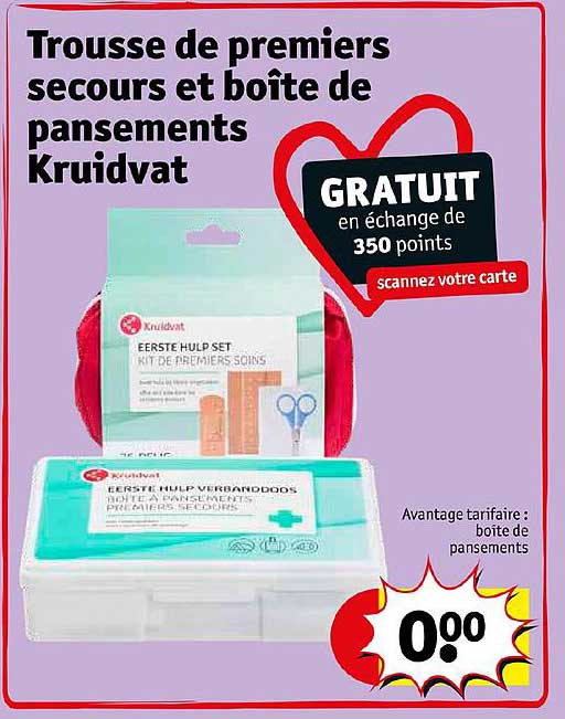 trousse de premiers secours et boîte de pansements kruidvat