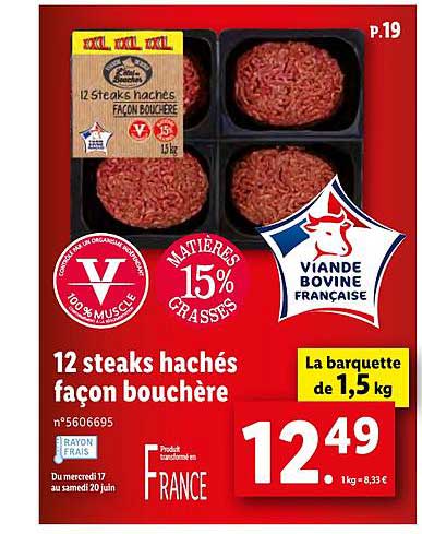 12 Steaks Hachés Façon Bouchère