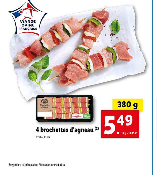 4 brochettes d'agneau
