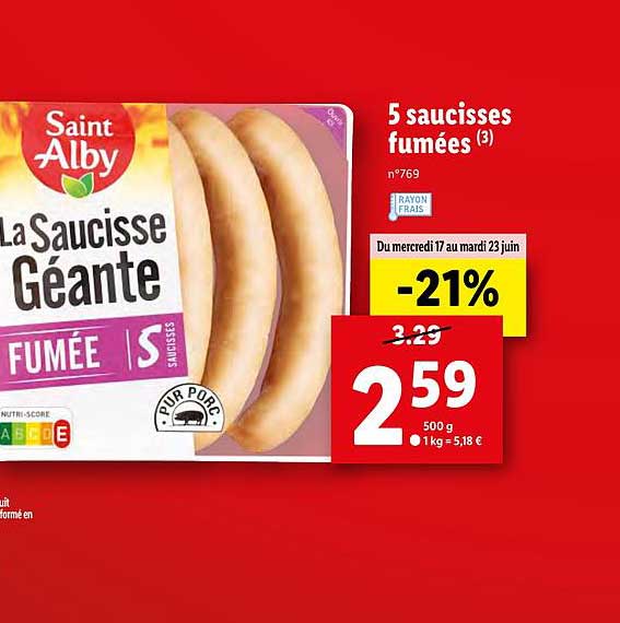 5 saucisses fumées saint alby