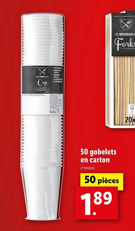 50 Gobelets En Carton