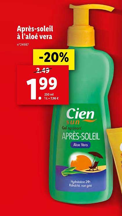 après soleil à l'aloé vera cien sun