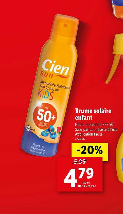 brume solaire enfant cien sun