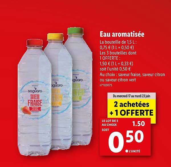 eau aromatisée 2 achetées + 1 offerte