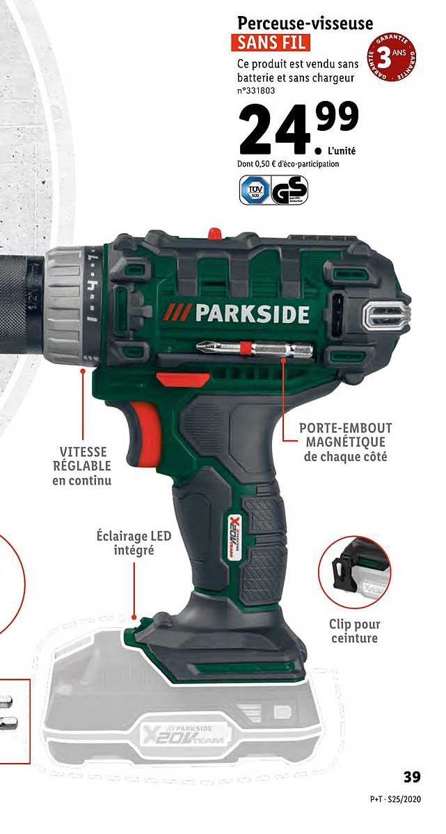 Perceuse Visseuse Sans Fil Parkside