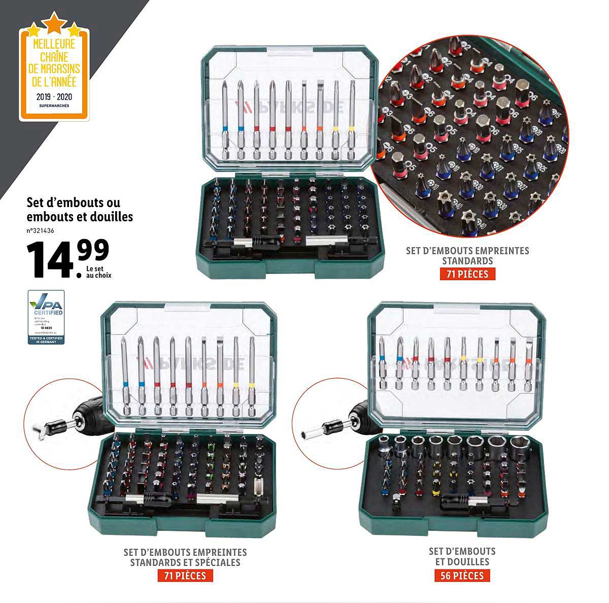 set d'embouts ou embout et douilles