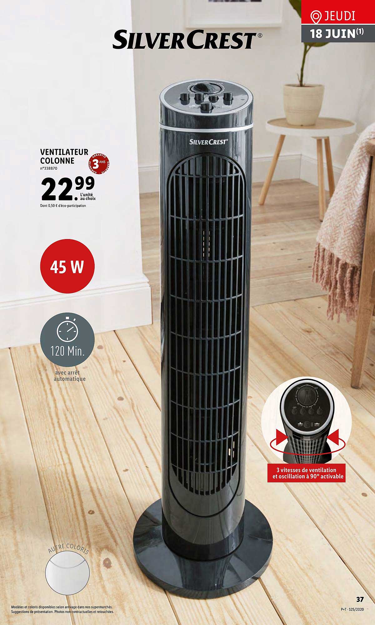 ventillateur colonne silver crest