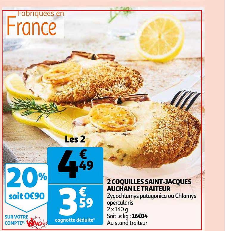 2 coquilles saint-jacques auchan le traiteur