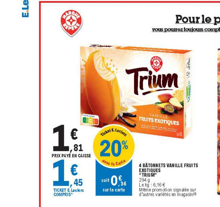 4 Bâtonnets Vanille Fruits Exotiques "trium"