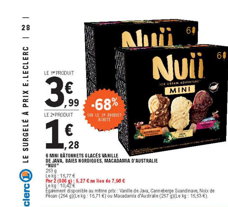 6 mini bâtonnets glacés vanille de java, baies nordiques, macadamia d'australie "nuii"