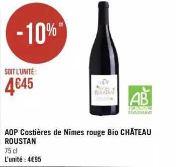aop costières de nîmes rouge bio château roustan