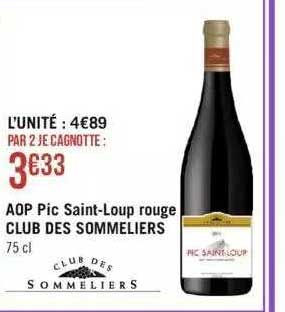 aop pic saint-loup rouge club des sommeliers