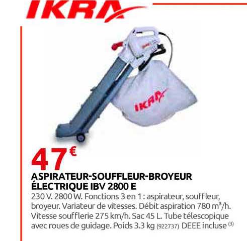 aspirateur-souffleur-broyeur électrique ibv 2800 e ikra