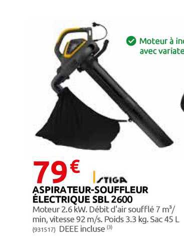 aspirateur-souffleur électrique sbl 2600 stiga