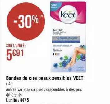 bandes de cire peaux sensibles veet