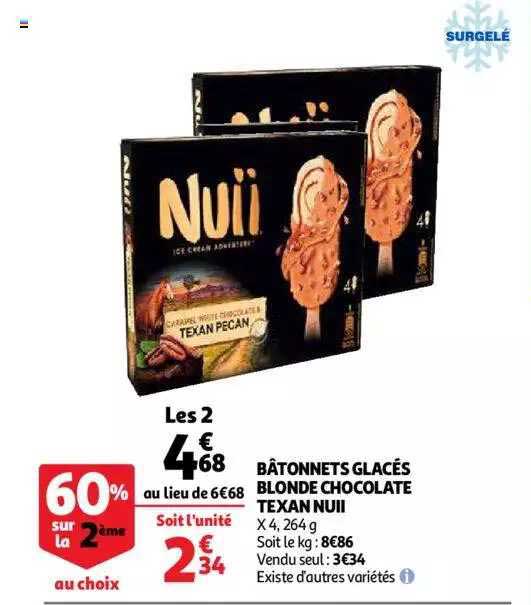 Bâtonnets Glacés Blonde Chocolaté Texan Nuii