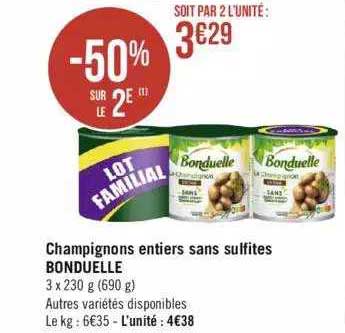 champignons entiers sans sulfites bonduelle