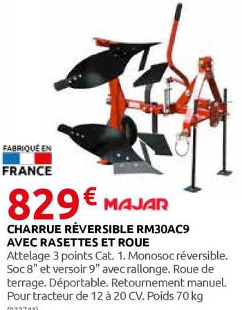 Charrue Réversible Rm30ac9 Avec Rasettes Et Roue Majar