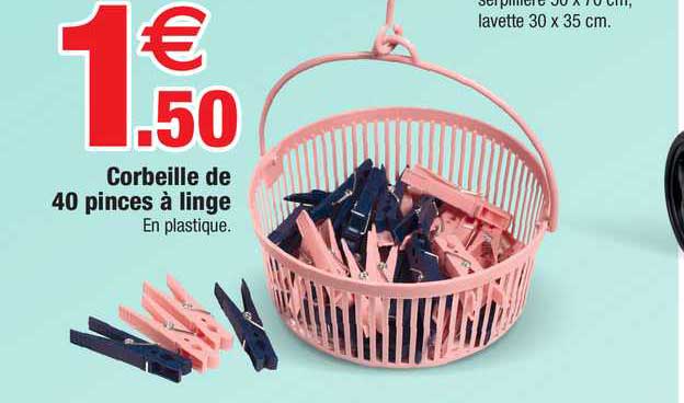 Corbeille De 40 Pinces à Linge